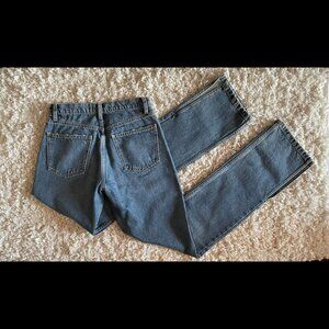 Zara Mid-Rise Full Length Split Straight Leg Jeans